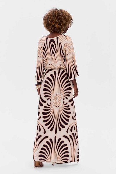 Blue Shadow Frida Dress Ecru / Brown