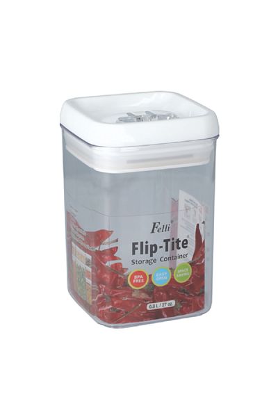 Felli Flip-Tite Rectangular Storage Container Clear and White