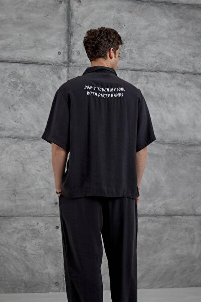 NOMARC Black Brr Modal Fabric Short Sleeve Overise Suit Bottom Top