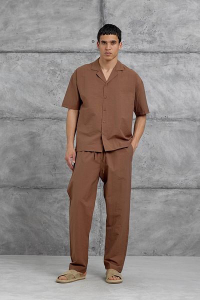 NOMARC Brown Mrk Parachute Fabric Bottom-Top Set