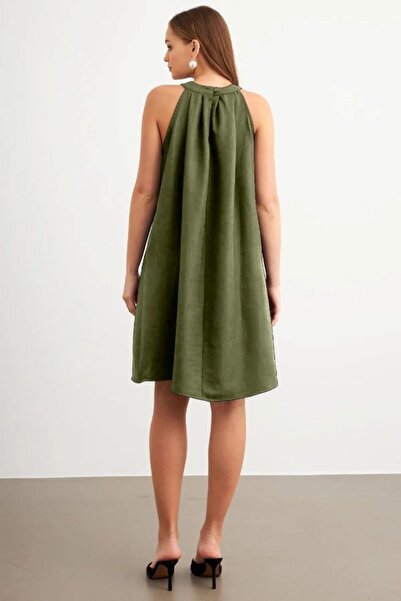 sorisso Shoulder Strap Linen Pocket Dress