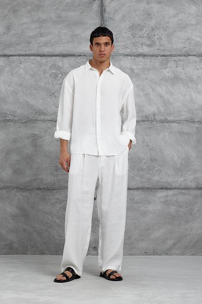 NOMARC White 512 Modal Fabric Oversize Suit Bottom Top