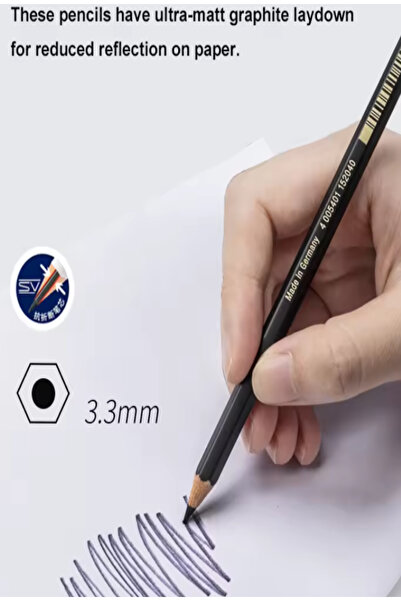 GLANCE Pitt Graphite Matte Pencils Hb, 2B, 4B Set of 6