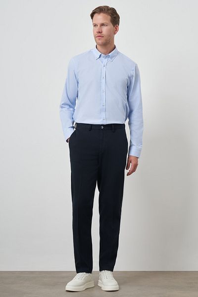 Morven Men's Navy Blue Cotton Side Pocket Dynamic Fit Chino Trousers
