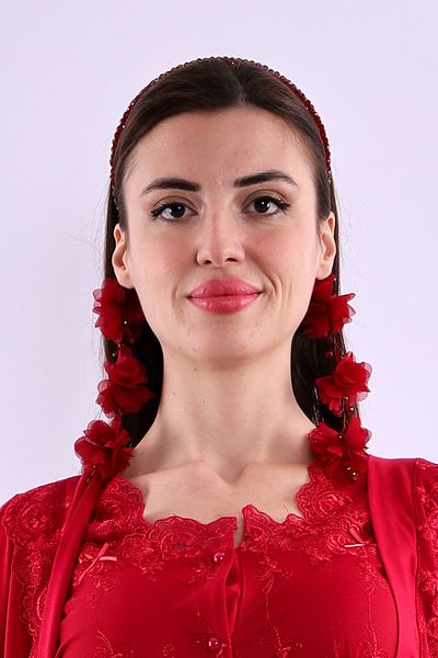 ByLohusa White Pearl Maternity Crown with Cherry Dangling Earrings 1012