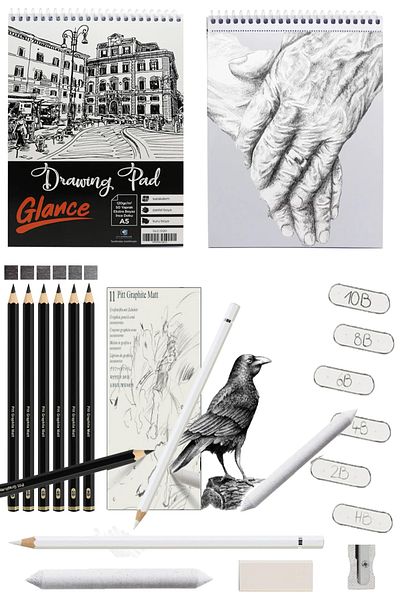 GLANCE Sketchbook A5 120 Gr 50 Yp Pitt Graphite Matte Pencils Set of 6