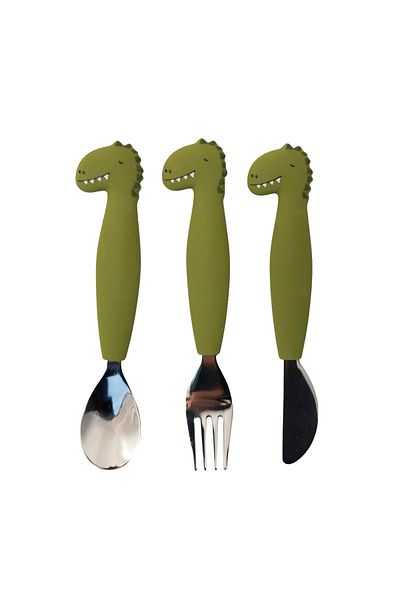 Trixie Silicone Fork Spoon and Knife Set Mr.Dino