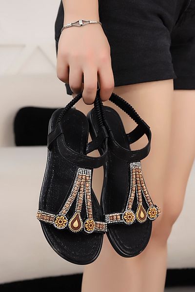 Mamito Ayakkabı Ys 003 Bead Detailed Back Elastic Sandals
