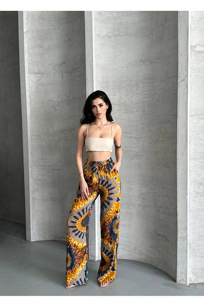 VOLT CLOTHİNG Women's Viscose Fabric Shawl Pattern Palazzo Pants