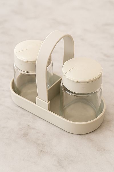 Melkan Home Salt Shaker & Pepper Shaker 2-Piece Salt Shaker and Pepper Shaker with Stand Salt Shaker Black Pepper Shaker Spice Shaker with Lid Salt Shaker Set