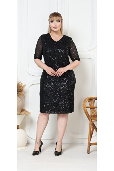 Te&Te Rochie de damă cu paiete, mărime mare