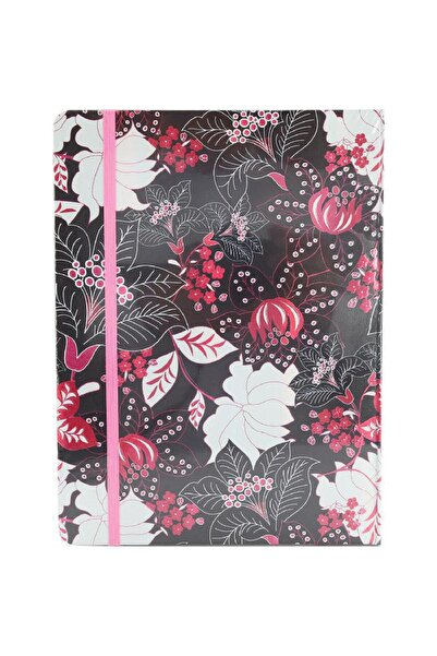 Roco دفتر ملاحظات معدني على شكل زهرة B5، 96 ورقة مسطرة باللونين الأسود والأحمر