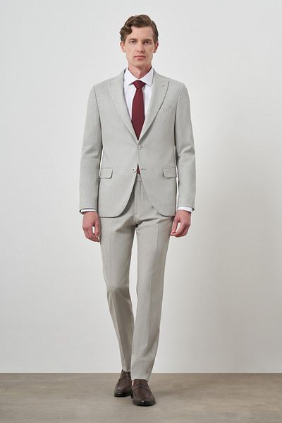Morven Men's Gray Trend Polyviscon Slim Fit Pointed Collar Suit
