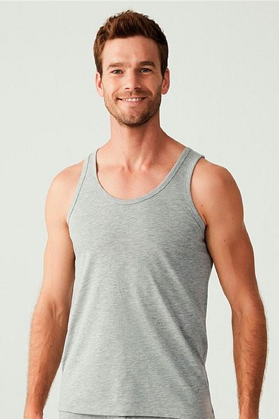 Morven Men's Gray Basic Plain 100% Cotton Undershirt