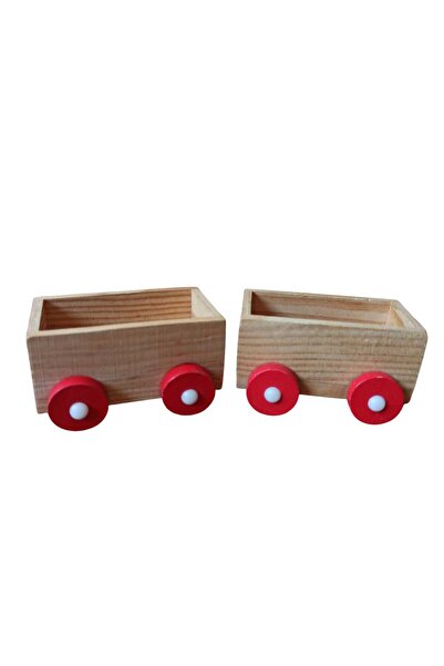 Hureggo Vintage Wooden Wagon 2 Pieces & 9X5X5 cm