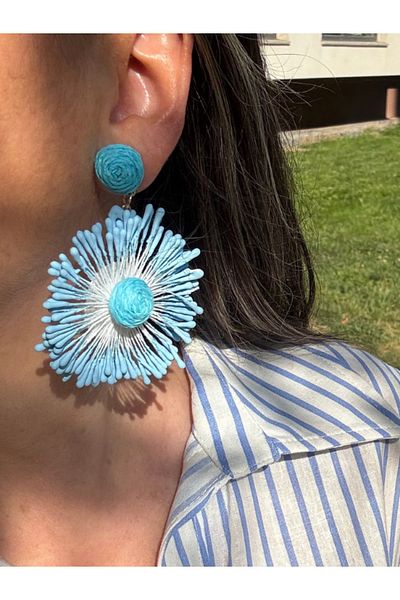 bijuxbymrv Flower Paper String Woven Earrings