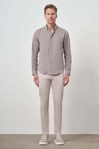 Morven Men's Mink Linen Trend Dynamic Fit Button Collar Shirt