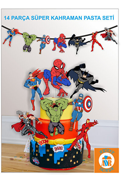 Atölye Doruk Süper Kahramanlar Doğum Günü Parti Seti-Süper Kahraman Çubuklu P...