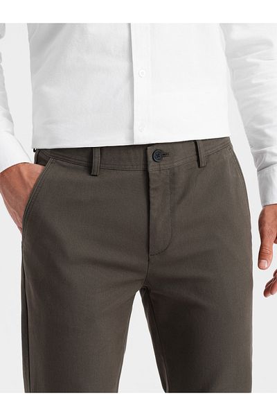 OMBRE Klassische Herren-Chinohose mit weicher Textur - Khaki V2 OM-PACP-0188 L