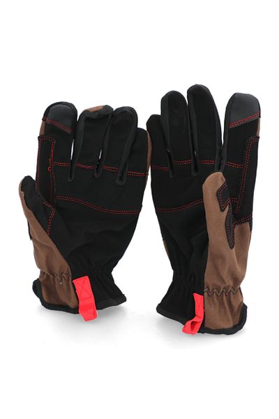 ACE Canvas Padded Firm Grip Synthetic Leather Gardening Gloves Brown and Black X-Large