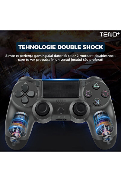 Teno Controller Wireless DoubleShock Teno®, compatibil cu PS4, joystick-uri analog, gri metalic