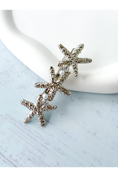 PURPLE'S BİR TUTAM MUTLULUK مشبك أوتوماتيكي على شكل نجم البحر مزين بحجر الزرك...