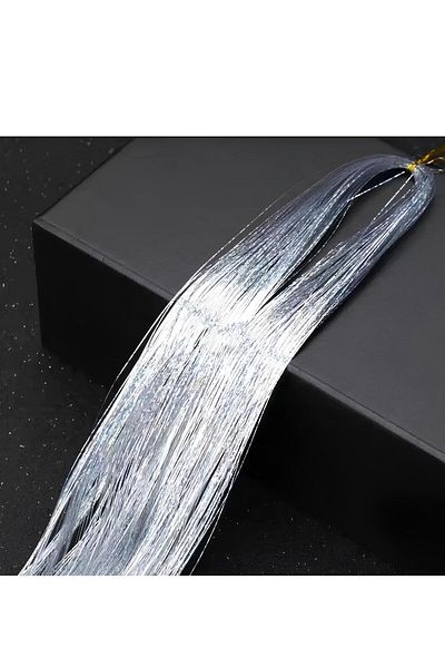 PREGIO إكسسوار شعر لامع باللون الرمادي (مستورد) إكسسوار شعر لامع من تينسيل للعروس