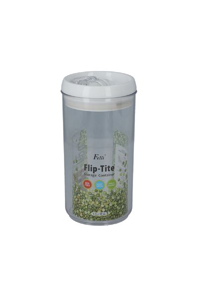 Felli Flip-Tite Cylindrical Storage Container Clear and White 1.1 Liter