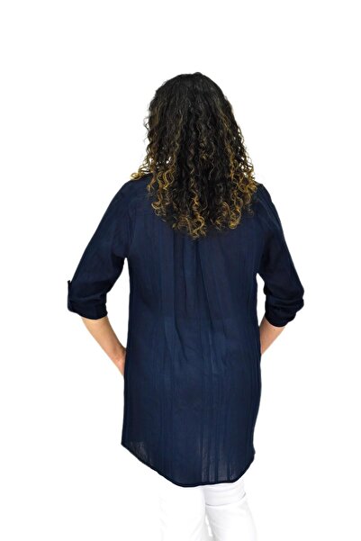 shine Cămașă cu mânecă lungă albastru bleumarin pentru femei BGL-ST04661