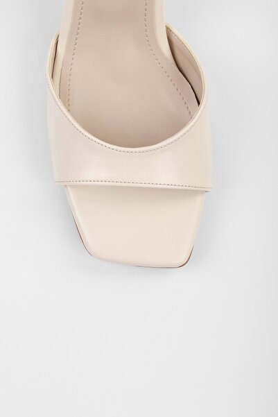 Shoeberry Women's Sarge Ecru Shiny Skin Heeled Shoes