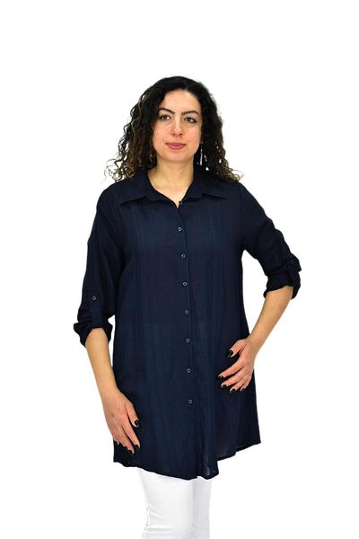 shine Women's Navy Blue Long Sleeve Shirt Bgl-St04661