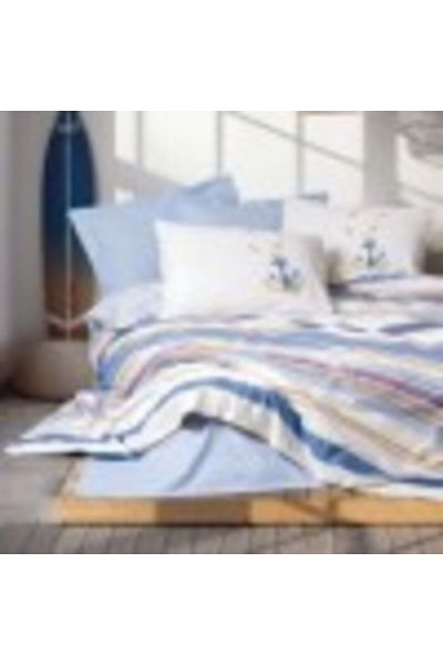 Cotton Box Lenjerie pat dublu bumbac 100% ranforce cu dungi, Moreno Bleu
