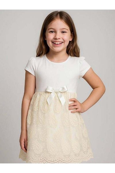 Zekids Girls' Lace Detailed Cotton Dress
