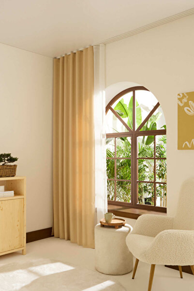 Kaşmir Home Κουρτίνα φόντου Holly Ada Ανοιχτό Μπεζ 150x270 εκ.