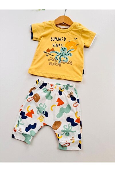 Miniword Octopus Printed Scarf Double Baby Boy Set