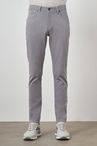 Morven Men's Gray Cotton 5 Pocket Slim Fit Jean Denim Trousers