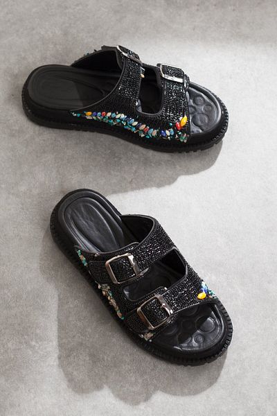 Adım Adım Papuci eleganti de damă cu detaliu de piatră cu cataramă dublă