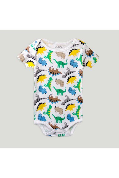 luay Unisex Organic Cotton Dinosaur, Lizard & Car Onesie: Playful and Cozy Pack of 3