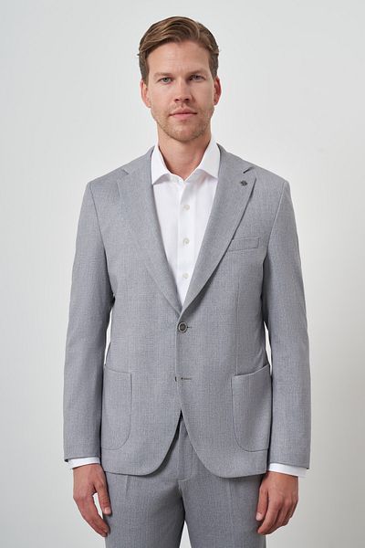Morven Men's Gray Trend Slim Fit Mono Collar Suit