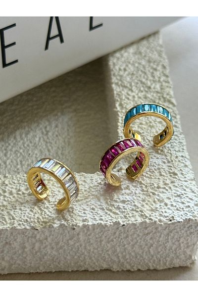 Rossetto Atelier Pink Baguette Stone Gold Earcuff