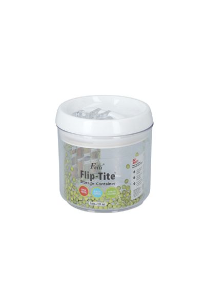 Felli Flip-Tite Cylindrical Food Storage Container Clear and White