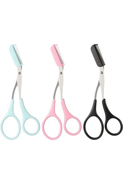 Sprise Set of 3 eyebrow scissors with comb, multicolor