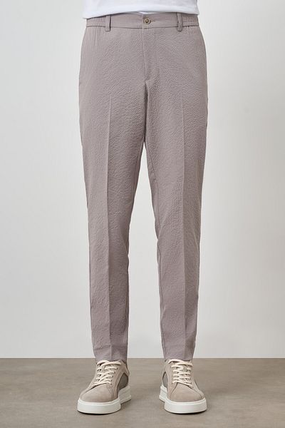 Morven Men's Beige Polyester Elastic Trend Slim Fit Trousers