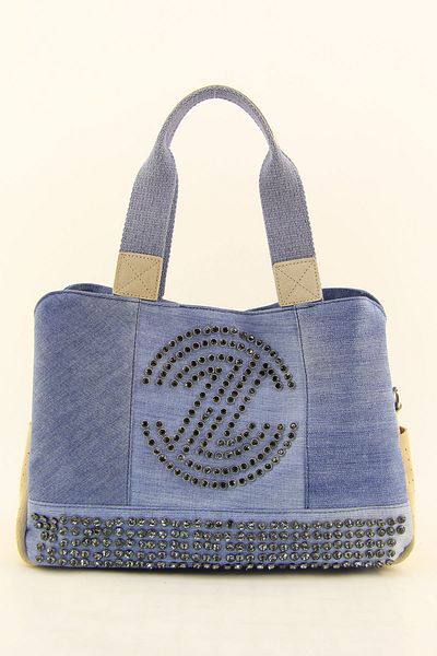 HNB Women's Beige Casual Retro Denim Multi-Eye Shoulder Bag