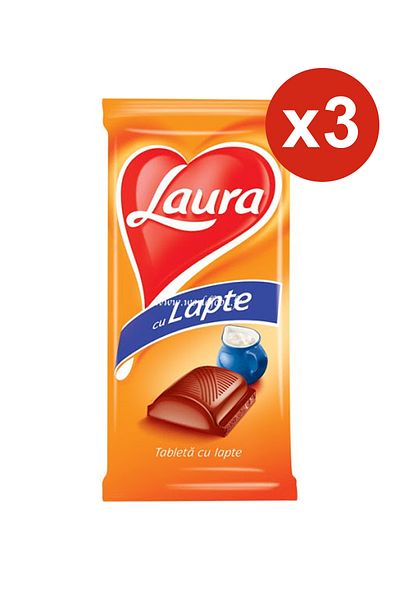 Laura Ciocolată cu lapte 80 g x 3 bucăți