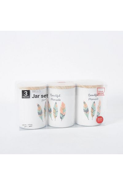 Generic Beautiful Moments Printed Jar – Set of 3 | Decorative Storage Jars for Kitchen & Home
