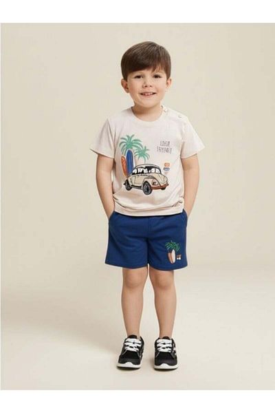 Zekids Baby Boy Cotton Car Printed Shorts Set