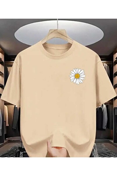 TekTarzz Tricou unisex din bumbac imprimat cu margarete