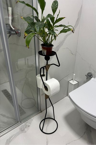 Grandmix Suport decorativ pentru hârtie igienică cu figură umană cu raft Suport pentru hârtie igienică cu suport pentru baie de rezervă