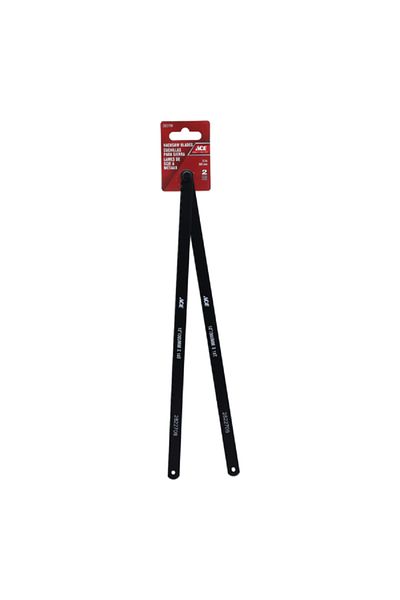 ACE 2-Piece 18-TPI Sturdy Bi-Metal Hacksaw Blades Black 12inch